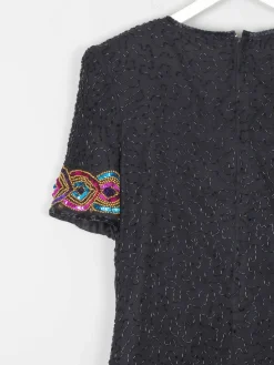 Vintage Black Beaded & Sequin Top S