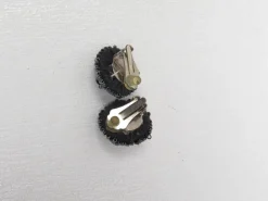 Vintage  Black Beaded Clip On Earrings