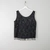 Vintage Black Beaded 1950s Top M