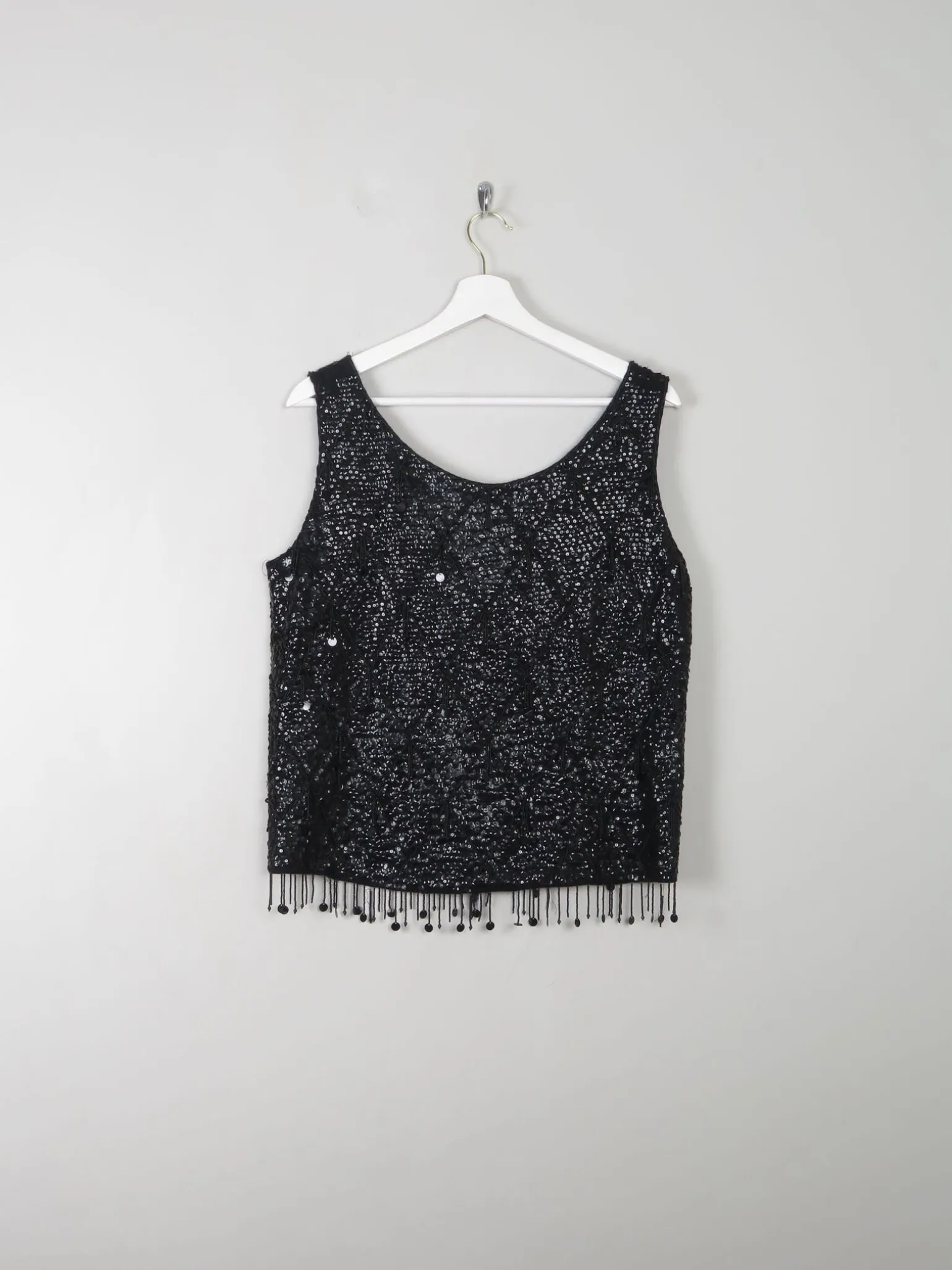 Vintage Black Beaded 1950s Top M