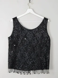 Vintage Black Beaded 1950s Top M