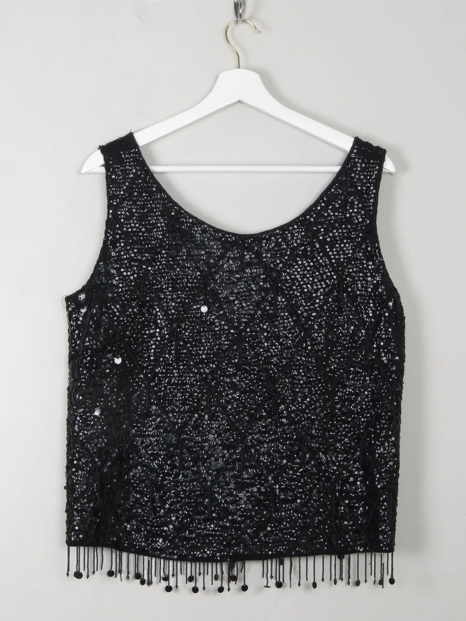 Vintage Black Beaded 1950s Top M