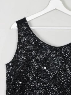 Vintage Black Beaded 1950s Top M
