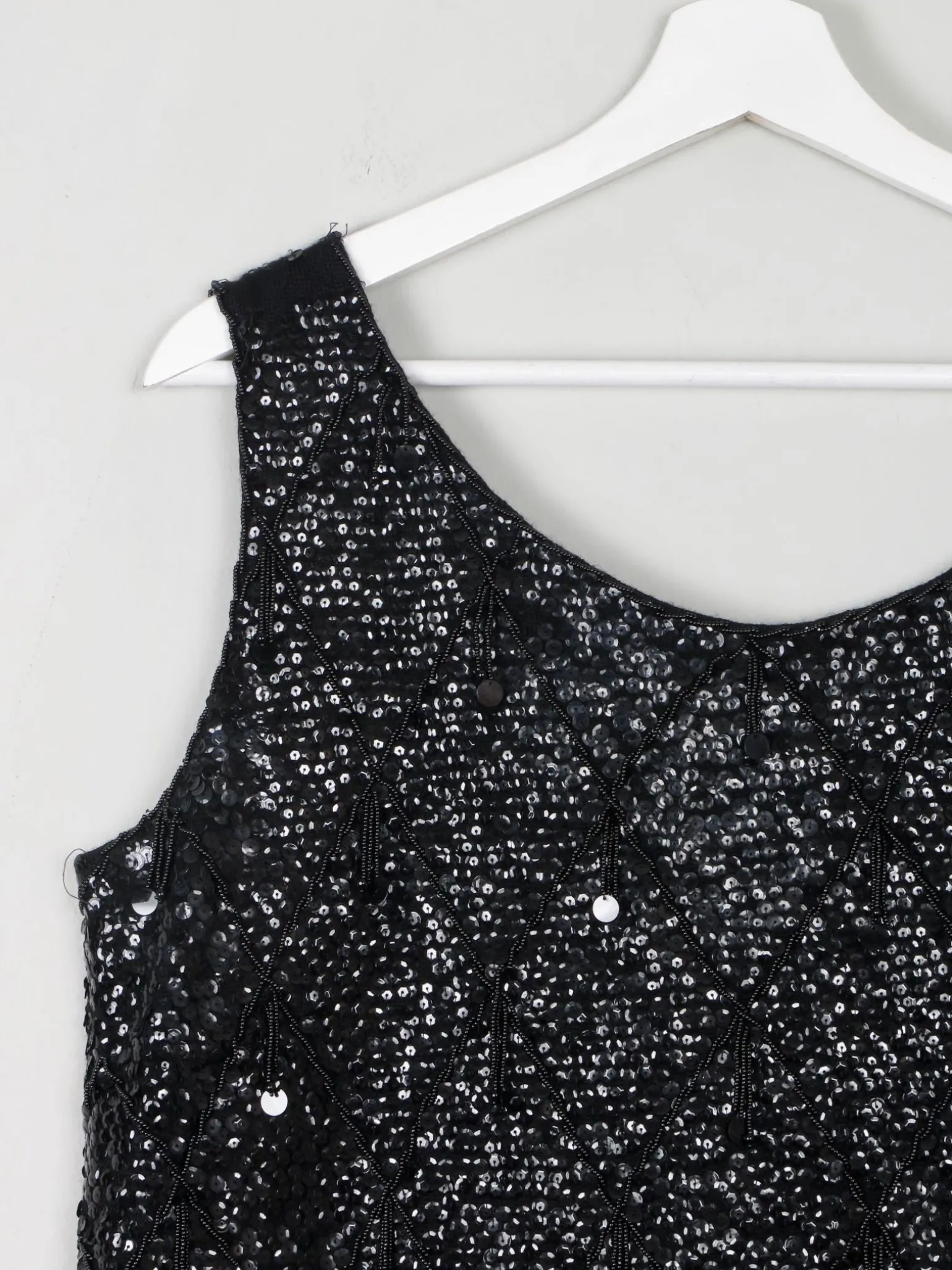 Vintage Black Beaded 1950s Top M