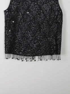 Vintage Black Beaded 1950s Top M