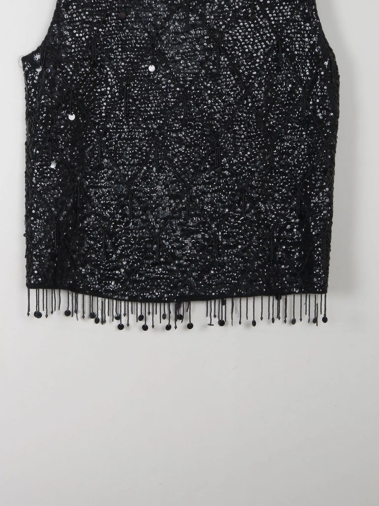 Vintage Black Beaded 1950s Top M