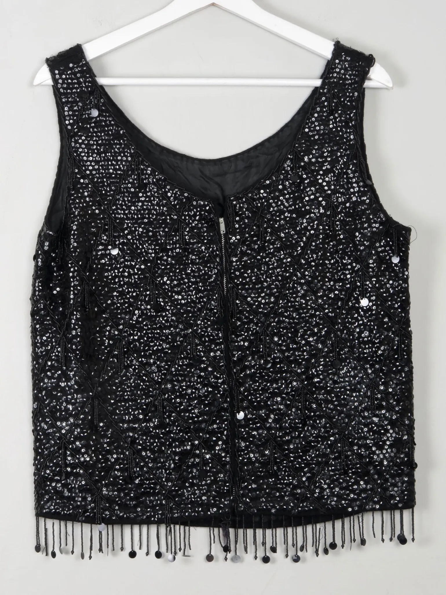 Vintage Black Beaded 1950s Top M