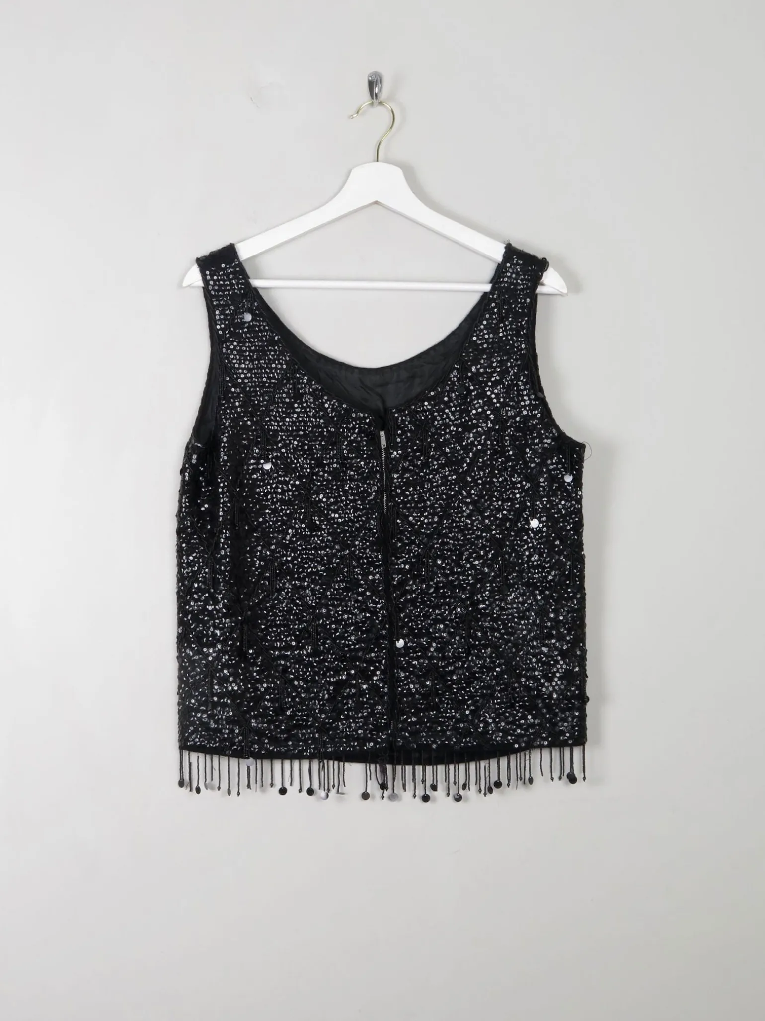 Vintage Black Beaded 1950s Top M