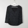 Vintage Black Beaded V- Neck Top M