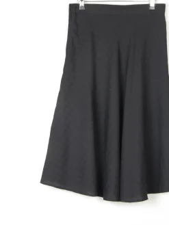 Vintage Black Bias Cut Knee Length Skirt With Belt 30