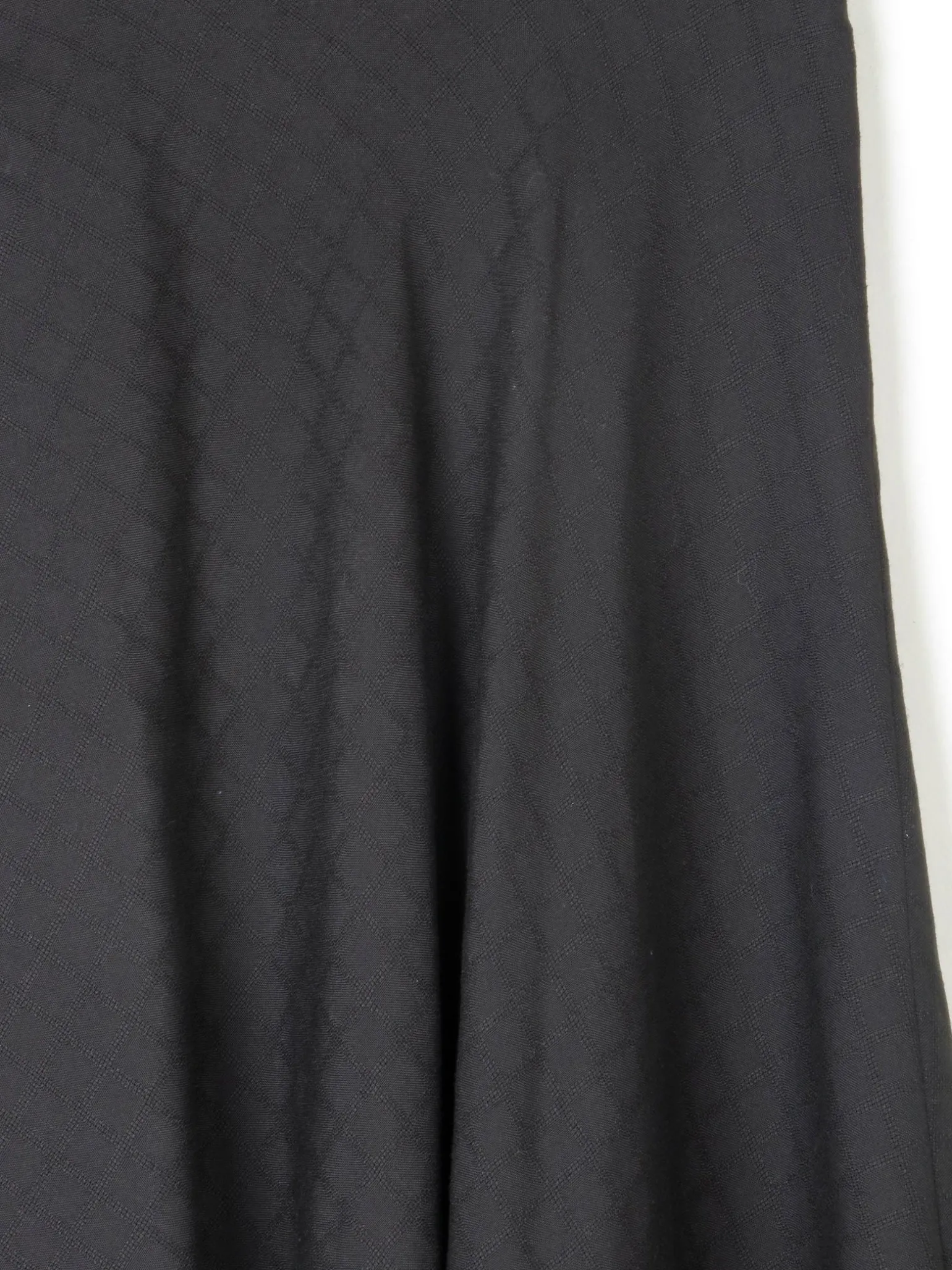 Vintage Black Bias Cut Knee Length Skirt With Belt 30"W 10