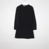 Vintage Black Crepe 1960s Dress With Ribbon Lace Sleeves S