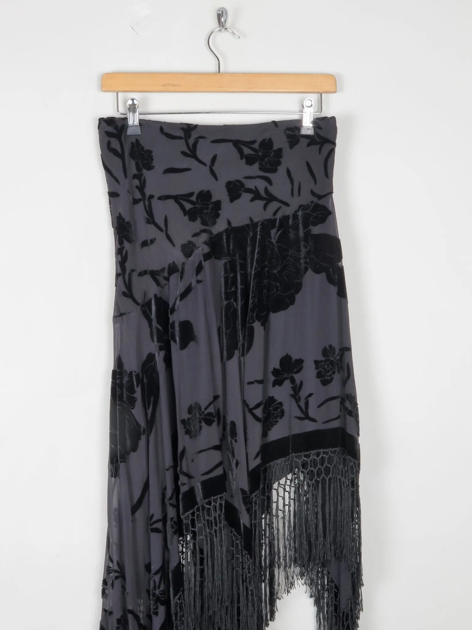 Vintage Black Devore Pearse Fionda Skirt S/M