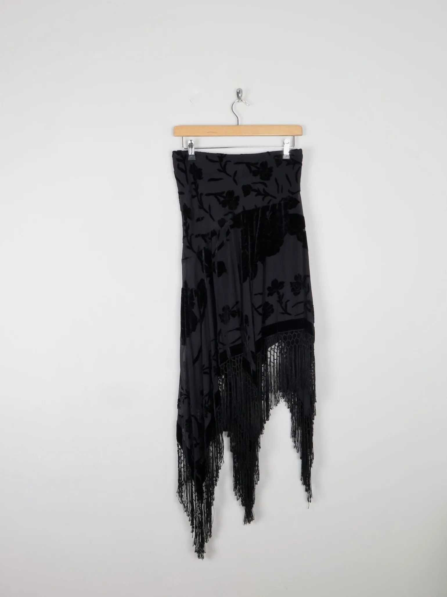 Vintage Black Devore Pearse Fionda Skirt S/M