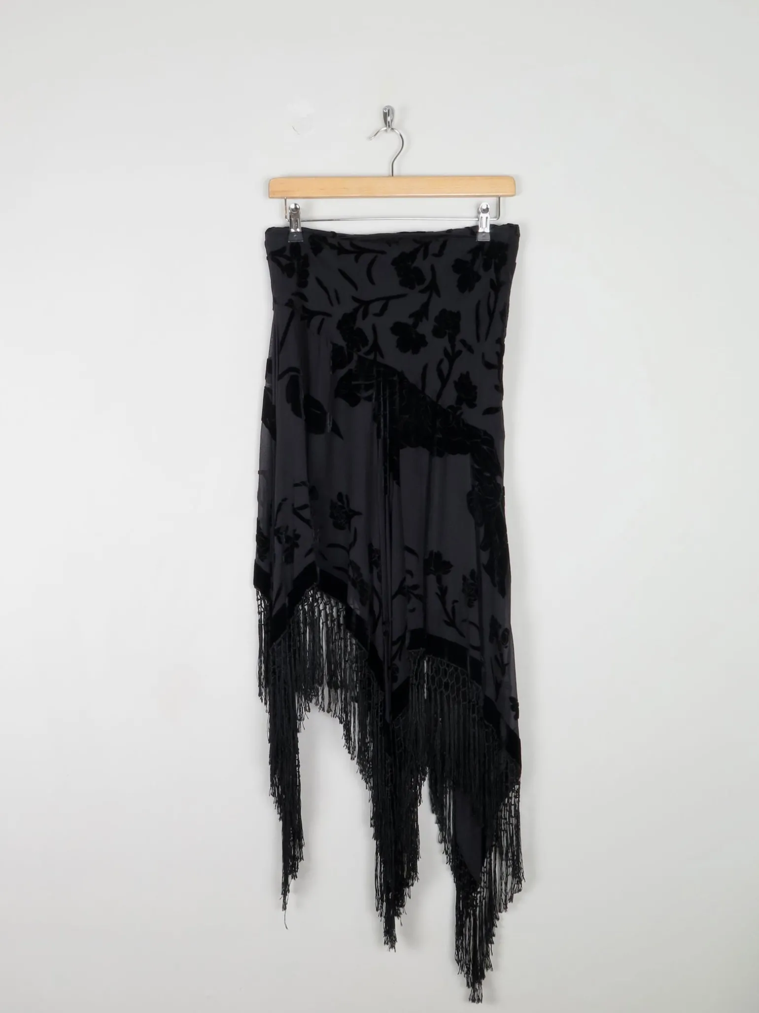 Vintage Black Devore Pearse Fionda Skirt S/M