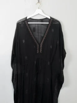 Vintage Black Ethic Kaftan Dress One Size