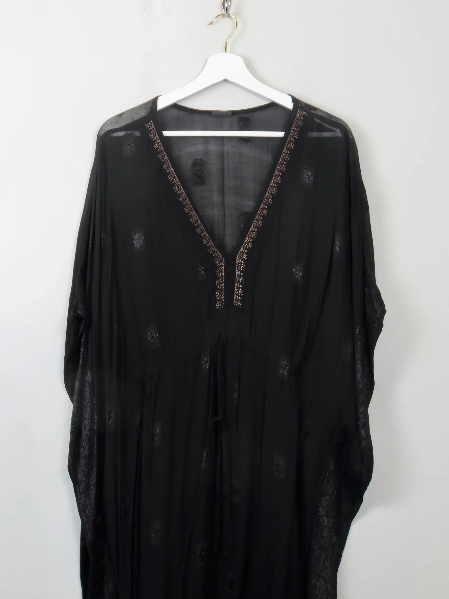 Vintage Black Ethic Kaftan Dress One Size