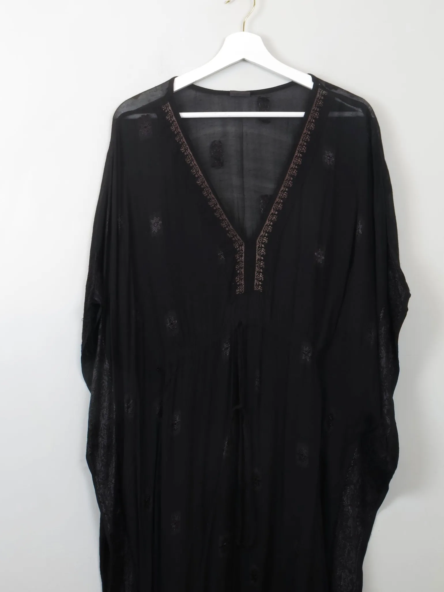 Vintage Black Ethic Kaftan Dress One Size