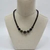 Vintage Black Faceted Graduated French Glass Necklace