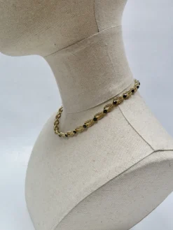 Vintage Black Faceted Graduated French Glass Necklace