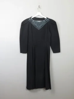 Vintage Black Fitted Black Dress XS