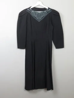 Vintage Black Fitted Black Dress XS