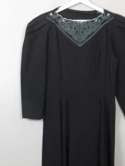Vintage Black Fitted Black Dress XS