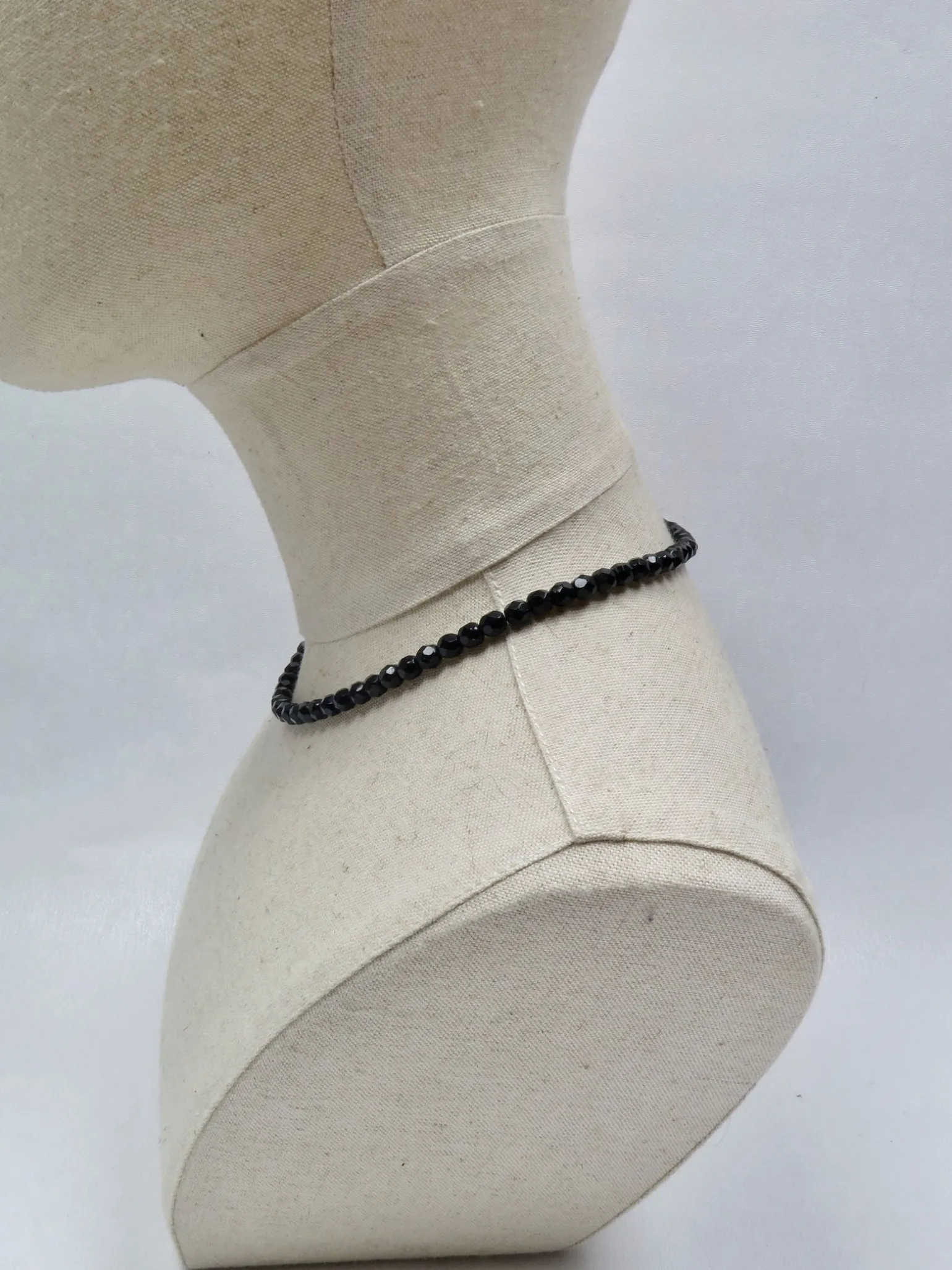 Vintage Black French Glass Short Necklace