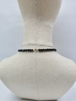Vintage Black French Glass Short Necklace