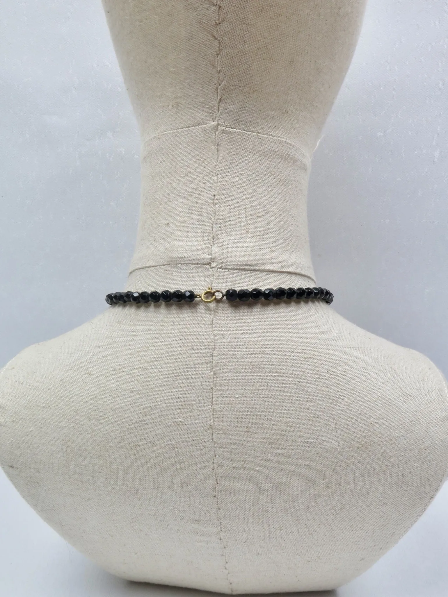 Vintage Black French Glass Short Necklace