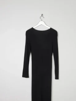 Vintage Black Jersey Long Coat/Dress S