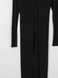 Vintage Black Jersey Long Coat/Dress S