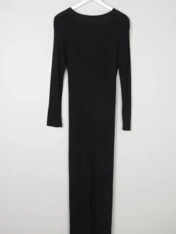 Vintage Black Jersey Long Coat/Dress S