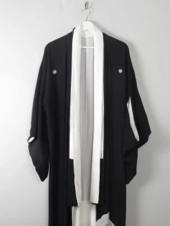 Vintage Black Kimono Crepe and Silk S/M