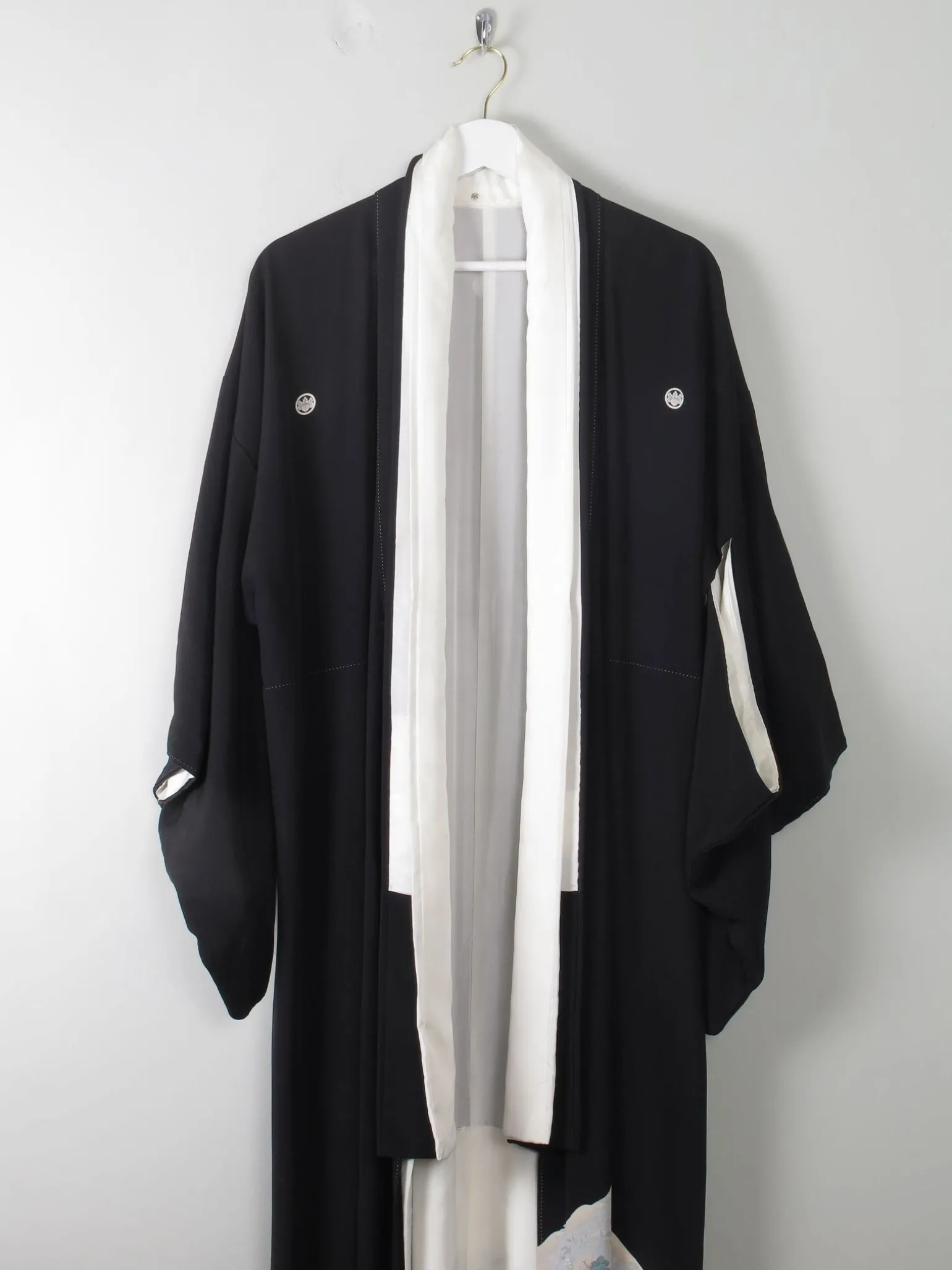 Vintage Black Kimono Crepe and Silk S/M