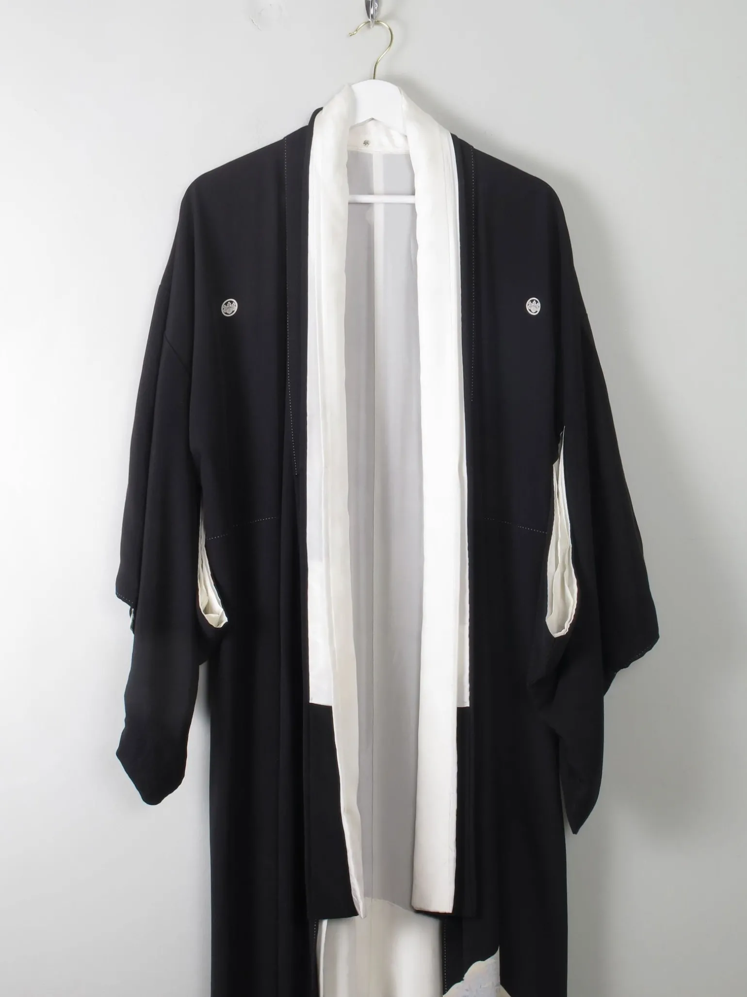 Vintage Black Kimono Crepe and Silk S/M