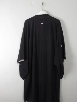 Vintage Black Kimono Crepe and Silk S/M
