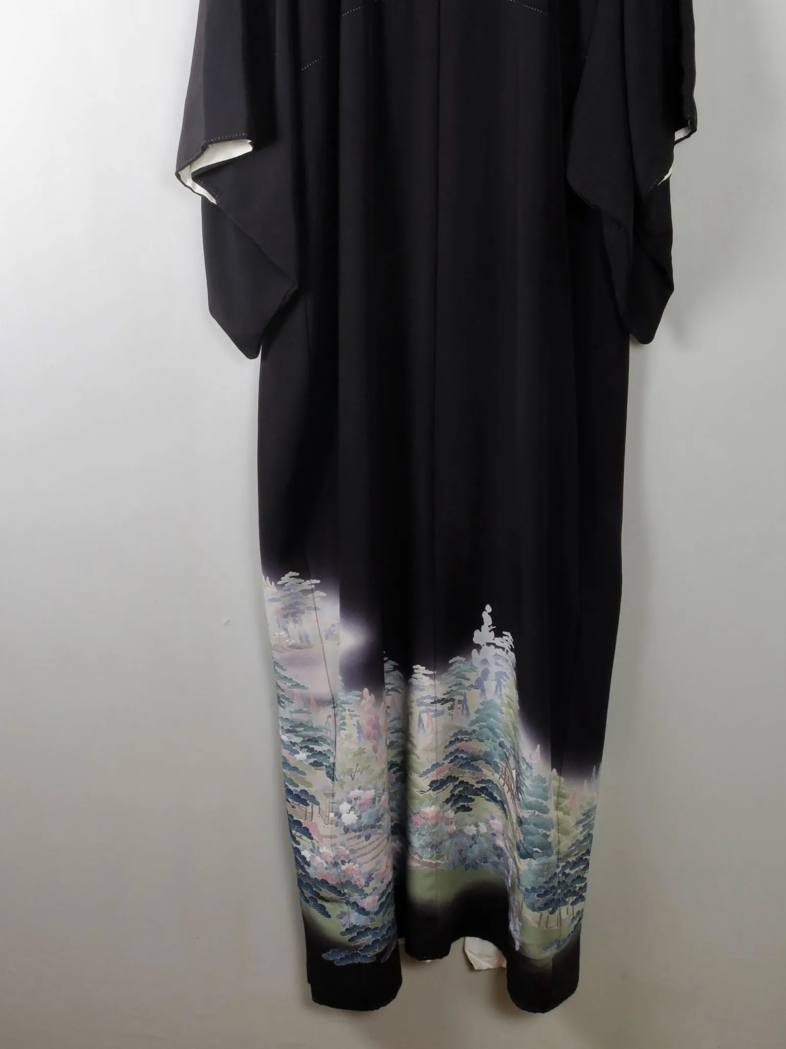 Vintage Black Kimono Crepe and Silk S/M
