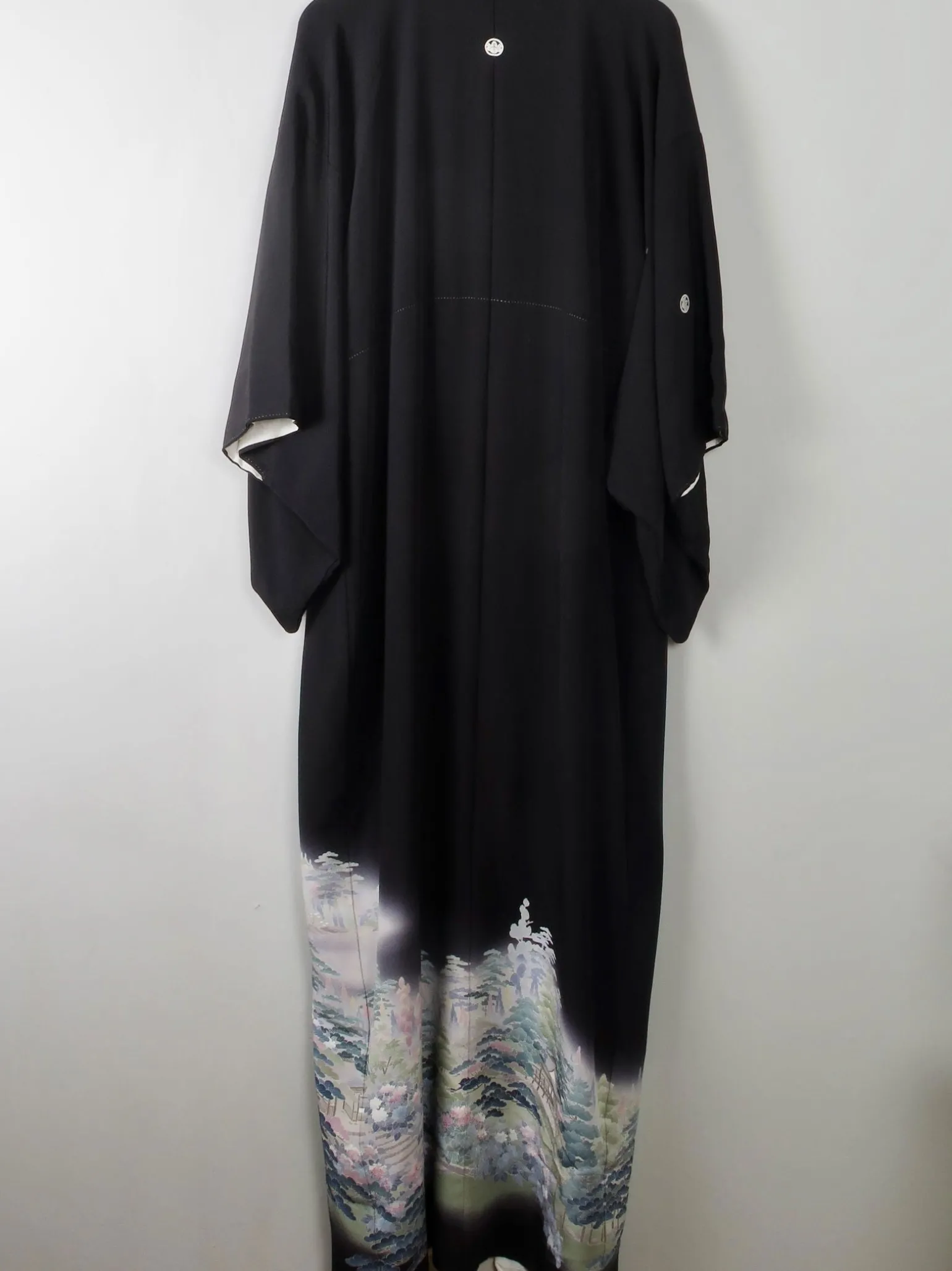 Vintage Black Kimono Crepe and Silk S/M