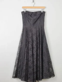 Vintage Black Lace Evening Dress Strapless XS 6/8
