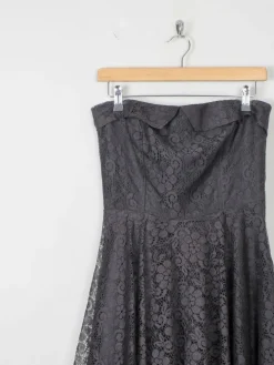 Vintage Black Lace Evening Dress Strapless XS 6/8