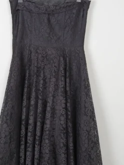 Vintage Black Lace Evening Dress Strapless XS 6/8