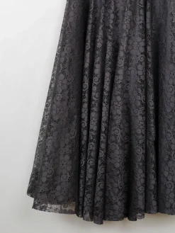 Vintage Black Lace Evening Dress Strapless XS 6/8