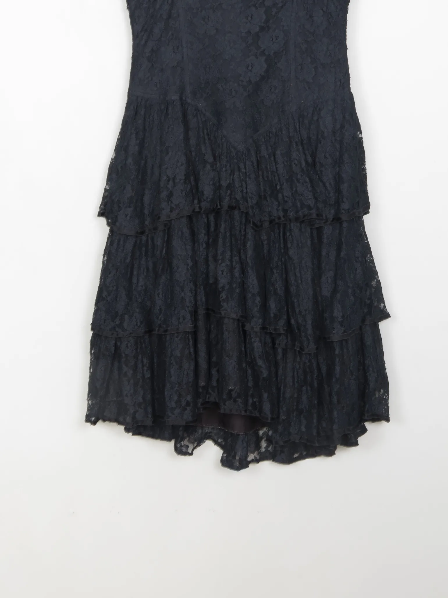 Vintage Black Lace Sleeveless Party Dress S