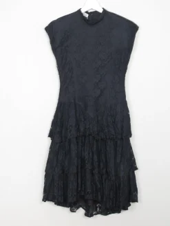 Vintage Black Lace Sleeveless Party Dress S