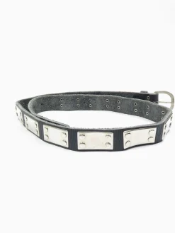 Vintage Black Leather & Metal Belt S/M