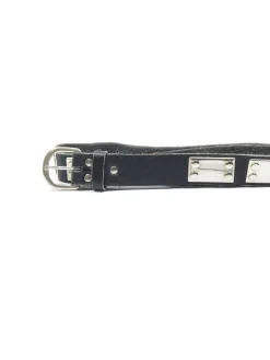 Vintage Black Leather & Metal Belt S/M