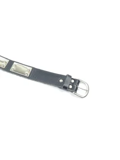 Vintage Black Leather & Metal Belt S/M