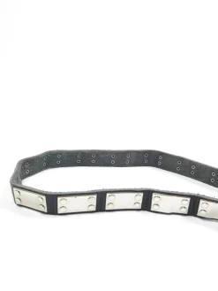 Vintage Black Leather & Metal Belt S/M