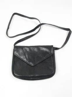 Vintage Black Leather Cross Body Bag